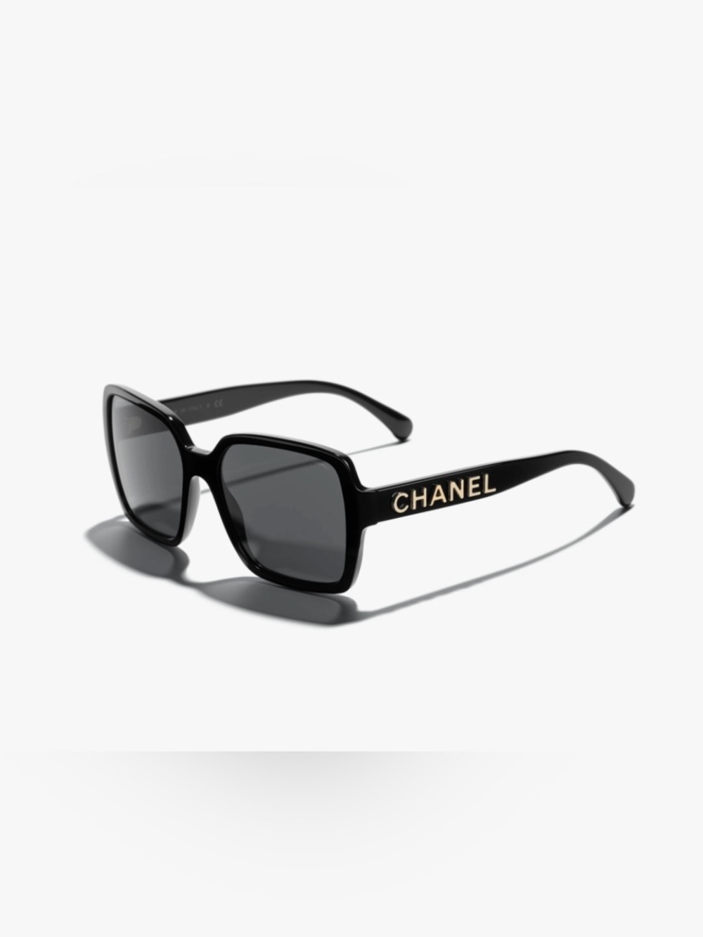 ChaneI Spell-Out Black Sunglasses 🕶️ Gold-Tone Lettering